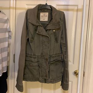 Hollister army green canvas jacket